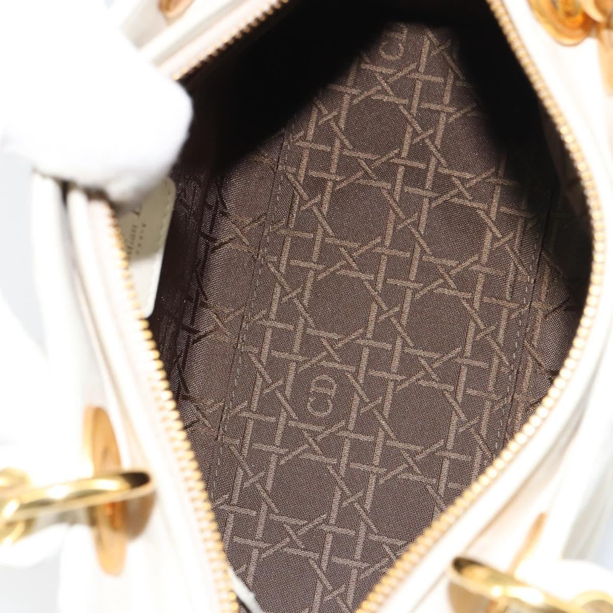 Christian Dior Vintage Lady Dior Bag Cannage Quilt Lambskin, WHITE, LEATHER, Handbag