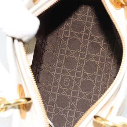 Christian Dior Vintage Lady Dior Bag Cannage Quilt Lambskin, WHITE, LEATHER, Handbag
