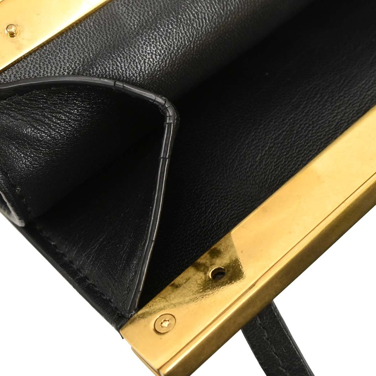 Celine Clasp Crossbody Bag Leather, BLACK, LEATHER, Shoulder bag