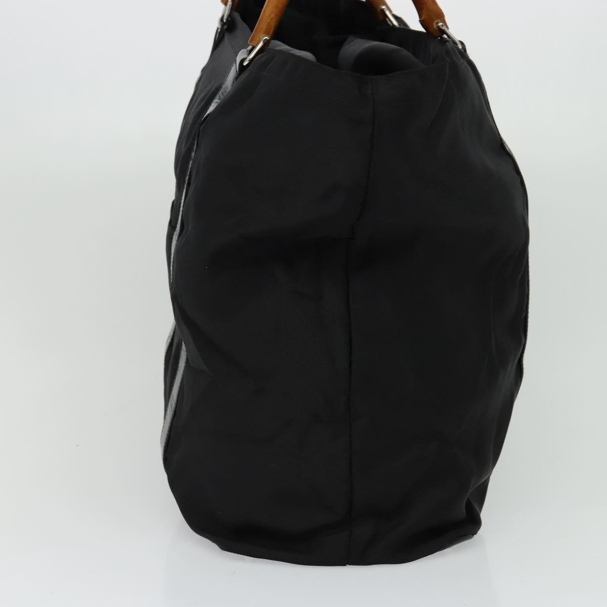 Gucci Vintage Bamboo Handle Tote Nylon, BLACK, NYLON, Tote bag