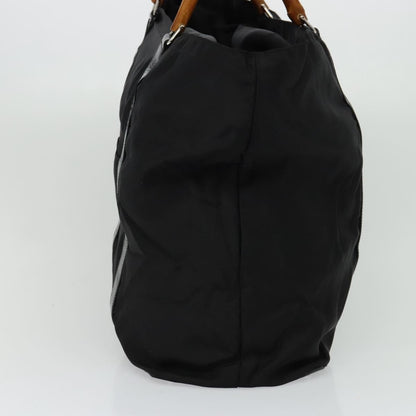 Gucci Vintage Bamboo Handle Tote Nylon, BLACK, NYLON, Tote bag