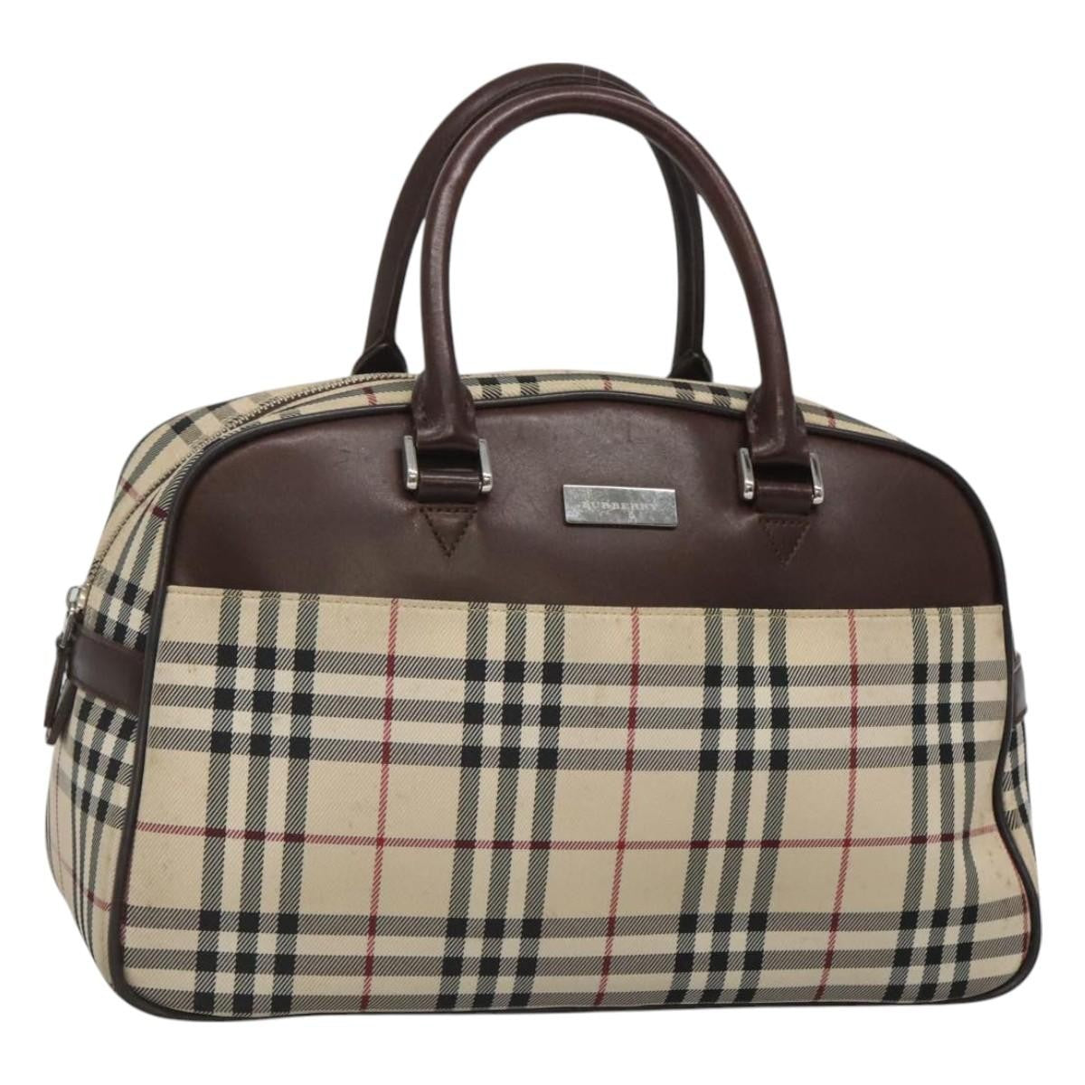 Burberry Nova Check Bowling Bag Canvas, BEIGE, NYLON, Handbag