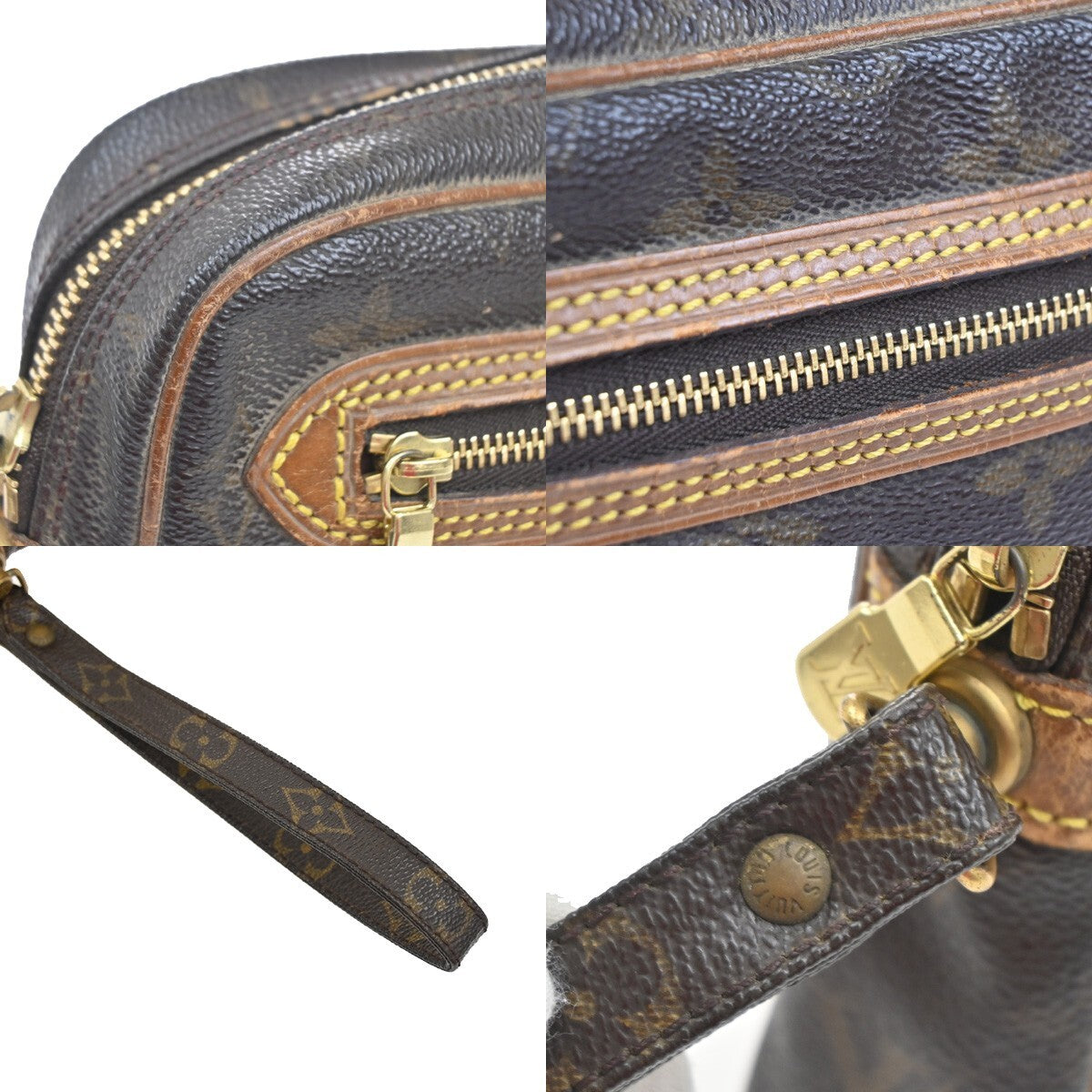 Louis Vuitton Marly Dragonne Clutch Monogram Canvas, BROWN, CANVAS, Clutche & pouche