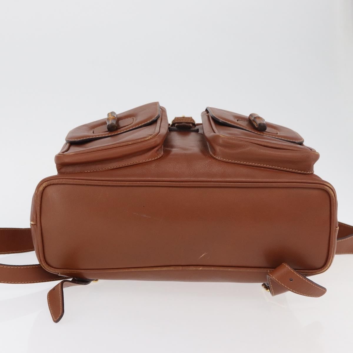 Gucci Vintage Bamboo Backpack Leather, Brown, Leather, Backpack