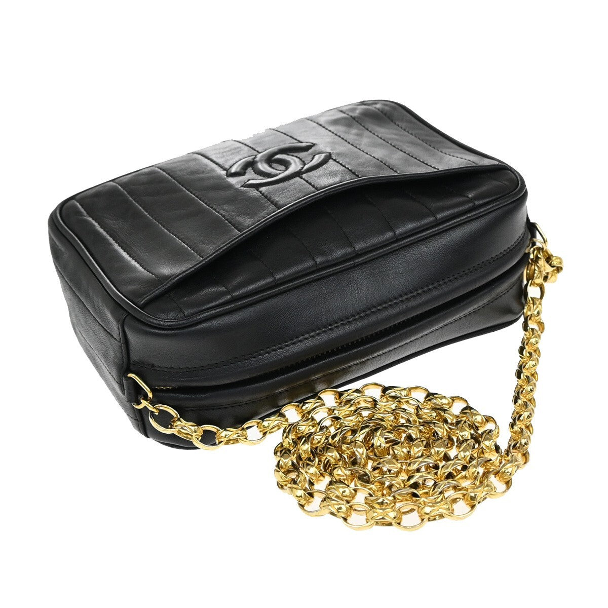 Chanel Vintage Tassel Camera Bag Vertical Quilted Leather, BLACK, LEATHER, Shoulder bag