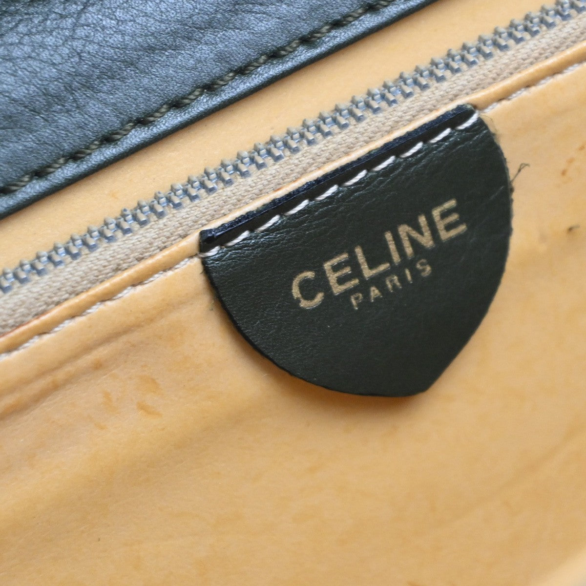 Celine Vintage Shoulder Bag Leather, GREEN, LEATHER, Shoulder bag