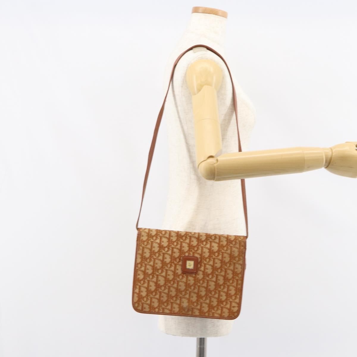 Christian Dior Vintage Trotter Shoulder Bag Canvas, BROWN, CANVAS, Shoulder bag