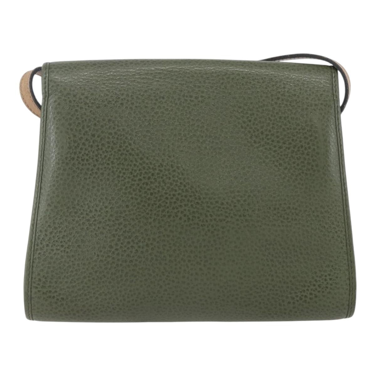 Christian Dior Vintage CD Flap Shoulder Bag Leather, KHAKI, LEATHER, Shoulder bag