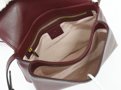 Gucci Arli Shoulder Bag Leather, BURGUNDY, LEATHER, Shoulder bag