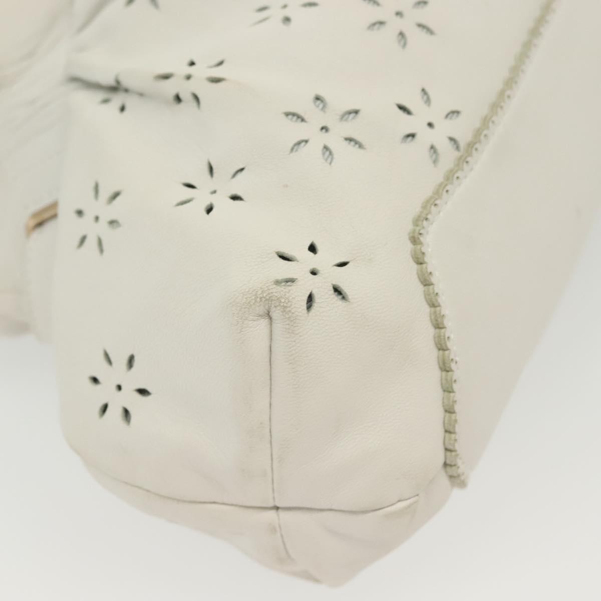 Salvatore Ferragamo Gancini handbag Leather, WHITE, LEATHER, Handbag