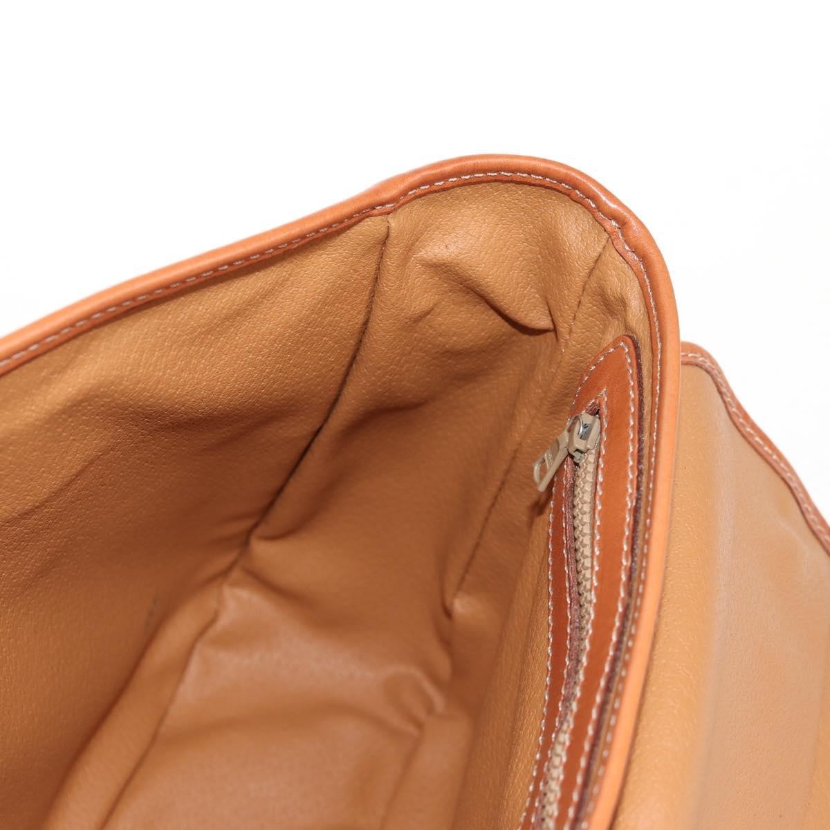 Celine Vintage Macadam Handbag Canvas and Leather, BEIGE, CANVAS, Handbag