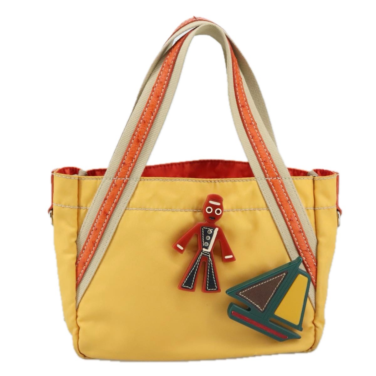 Prada Vintage Handbag Tessuto, YELLOW, NYLON, Handbag