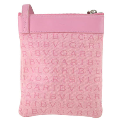 Bvlgari Logomania Shoulder Bag Canvas with Leather, Pink, Canvas, Shoulder Bag