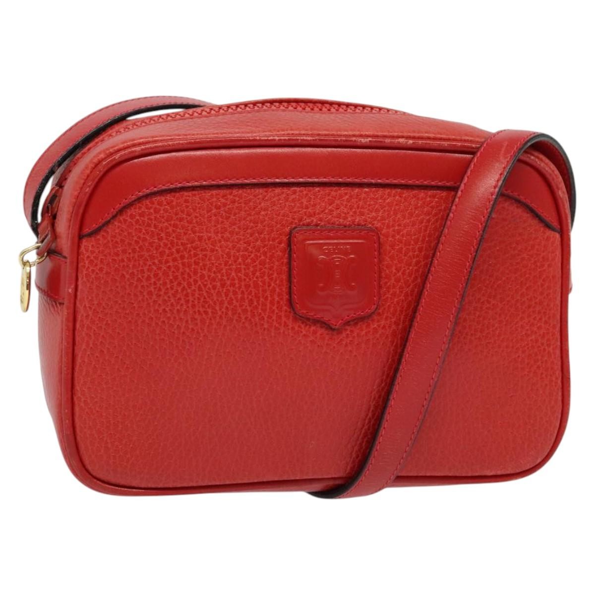 Celine Shoulder Bag Leather, RED, LEATHER, Shoulder bag