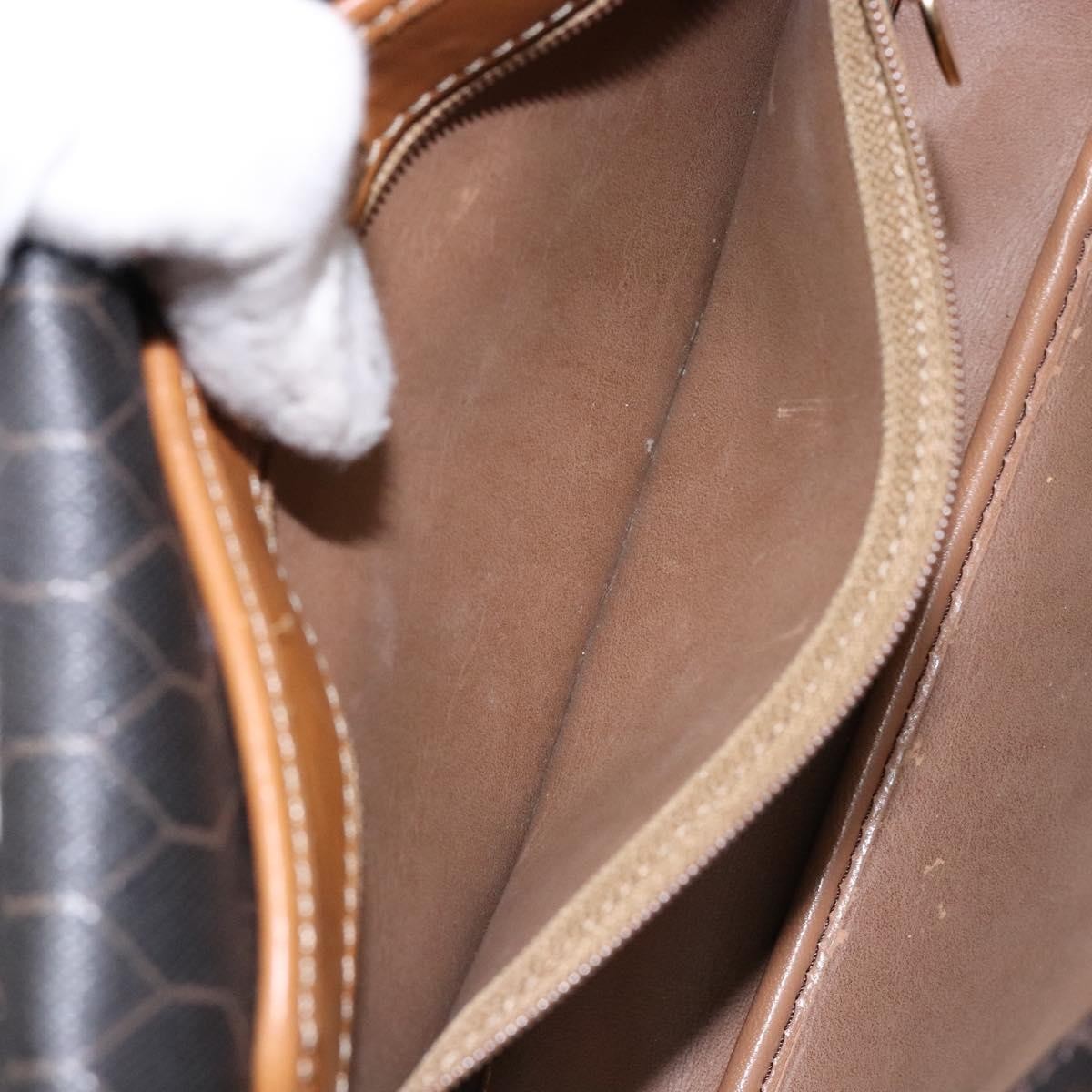 Christian Dior Vintage Honeycomb Flap Crossbody Bag Canvas and Leather, BLACK, CANVAS, Crossbody bag