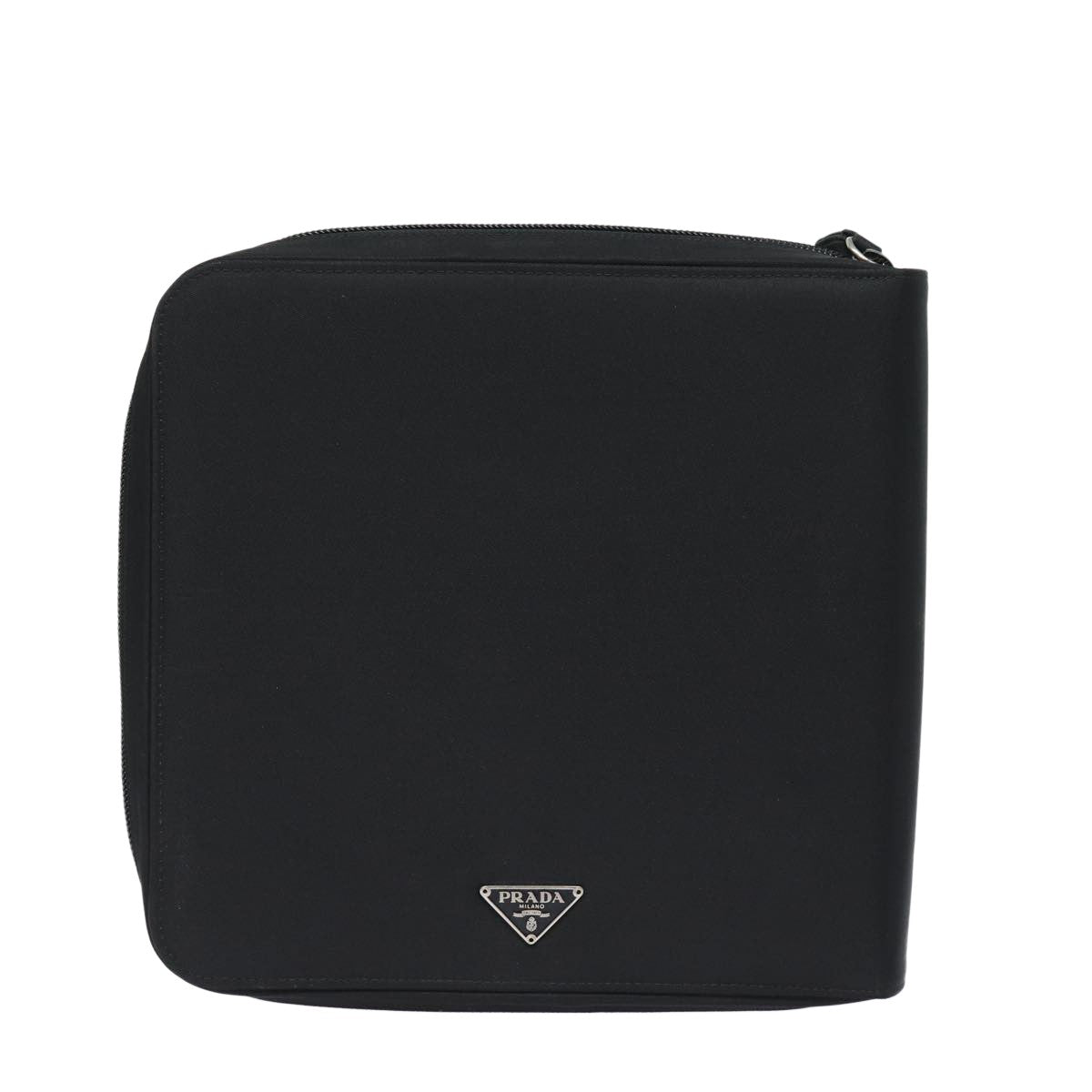 Prada MiniDisc pouch Nylon, BLACK, NYLON, Clutche & pouche