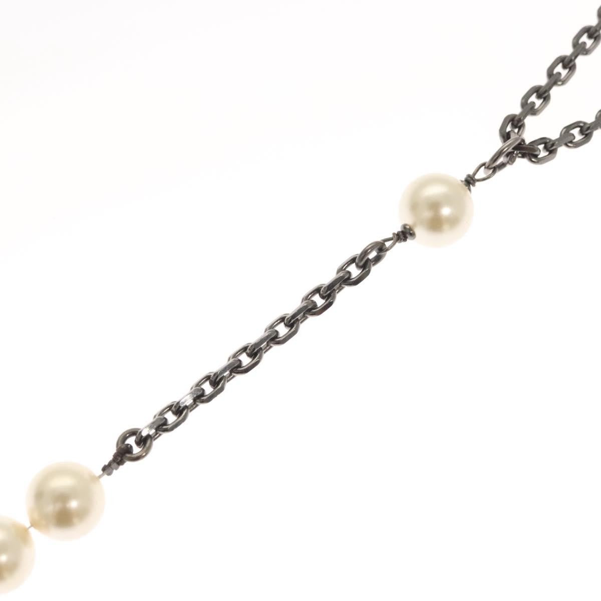 Chanel CC Pearl Necklace Faux Pearls and Metal, WHITE, METAL, Necklace