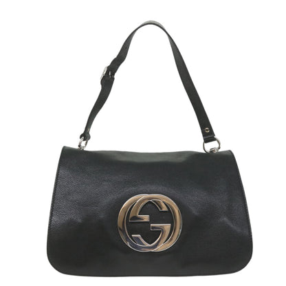 Gucci Blondie Flap Bag Leather, Black, Leather, Shoulder Bag