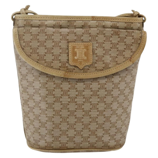 Celine Vintage Macadam Shoulder Bag Canvas, BEIGE, CANVAS, Shoulder bag