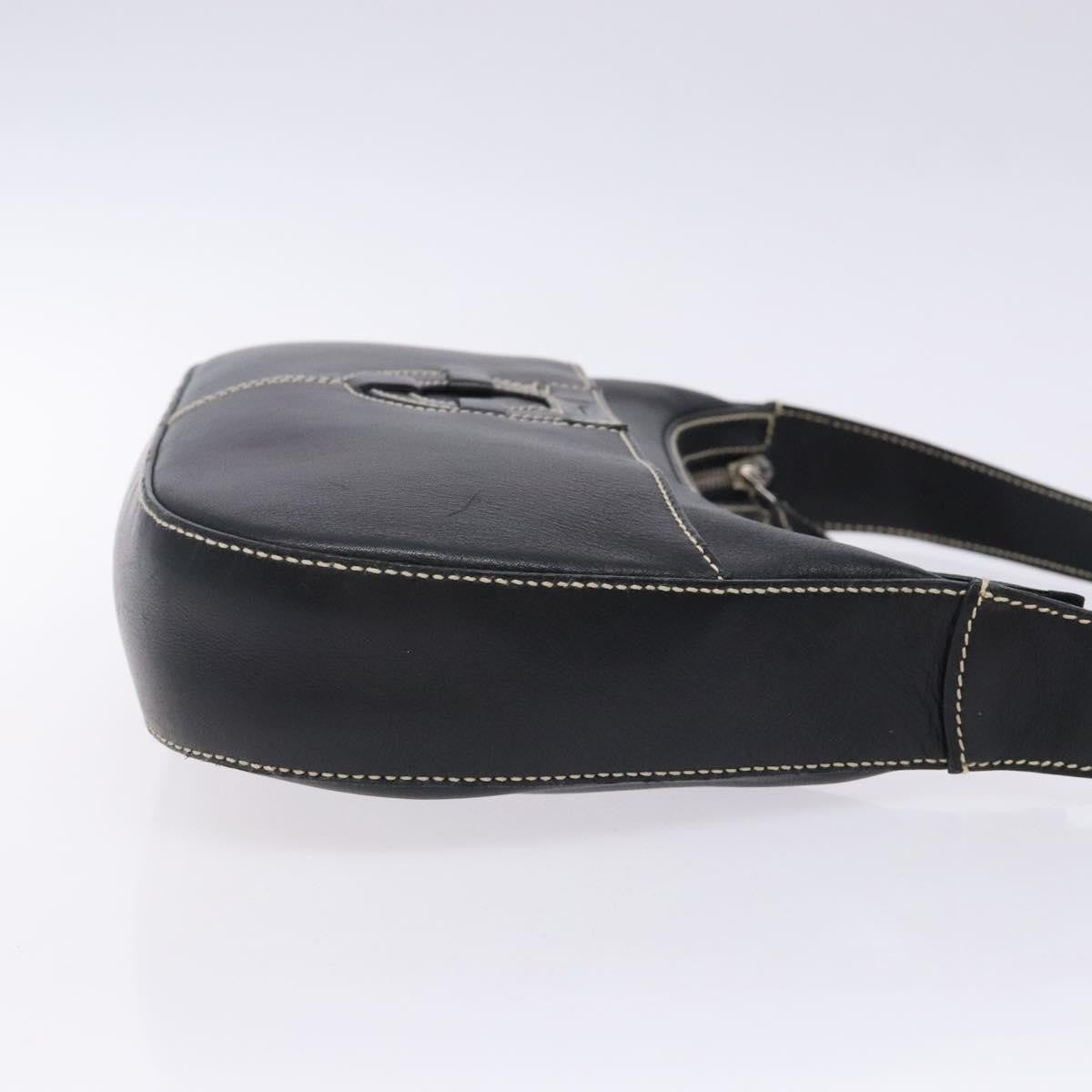 Salvatore Ferragamo Gancini Shoulder Bag Leather, BLACK, LEATHER, Shoulder bag