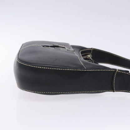 Salvatore Ferragamo Gancini Shoulder Bag Leather, BLACK, LEATHER, Shoulder bag