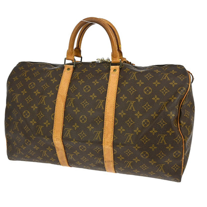 Louis Vuitton Keepall Bag Monogram Canvas, BROWN, CANVAS, Travel bag
