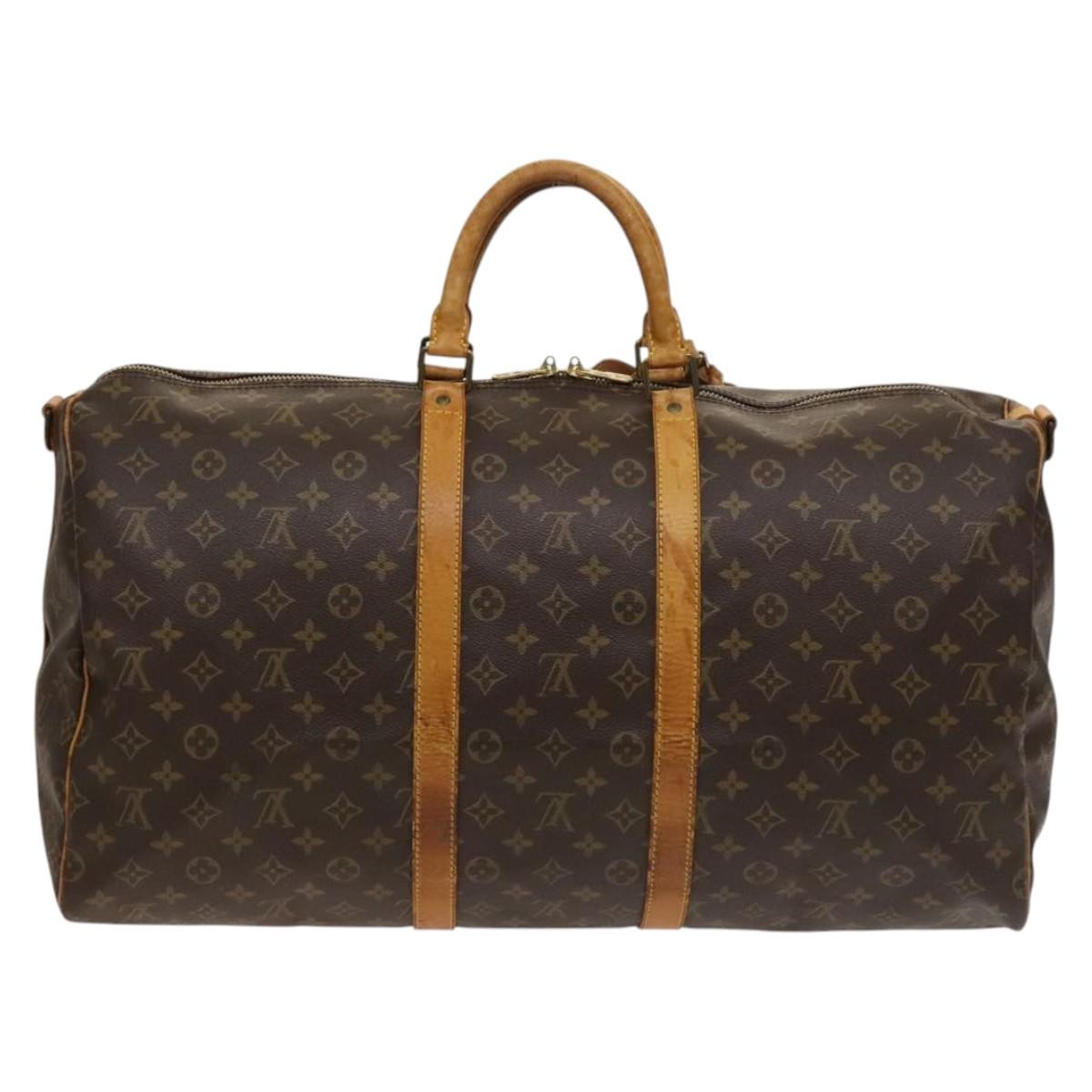 Louis Vuitton Keepall Bandouliere Bag Monogram Canvas, BROWN, CANVAS, Travel bag