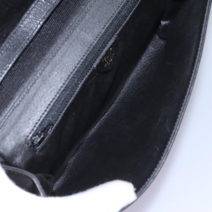 Celine Vintage Circle Logo Crossbody Bag Leather, BLACK, LEATHER, Crossbody bag