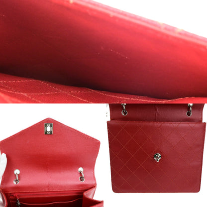 Chanel Vintage CC Flap Top Handle Calfskin Leather, RED, CALFSKIN, Handbag