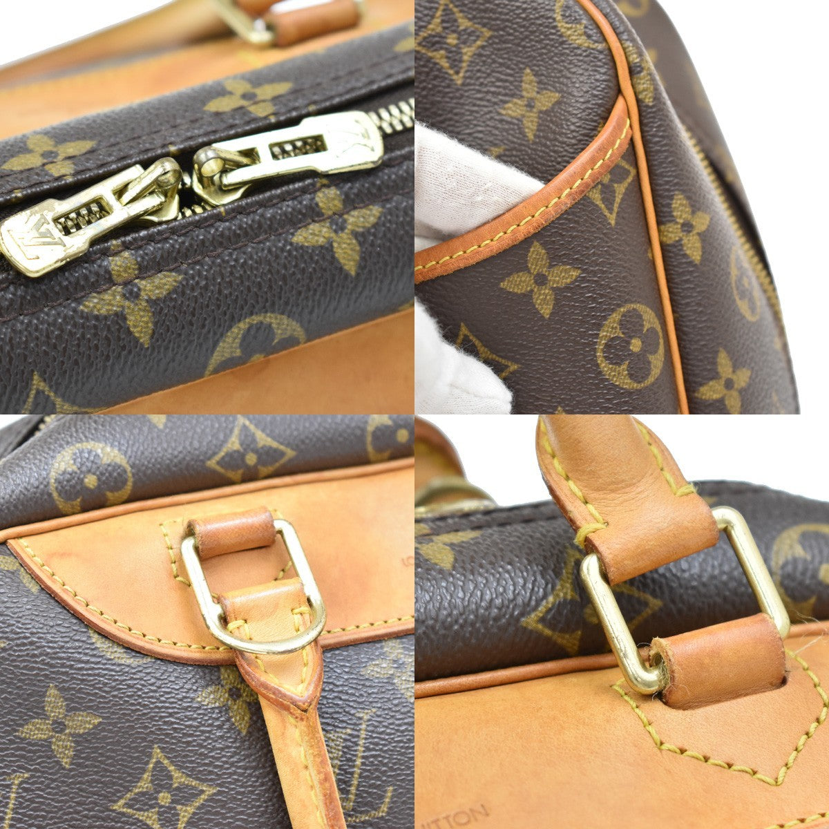 Louis Vuitton Deauville Handbag Monogram Canvas, BROWN, CANVAS, Handbag