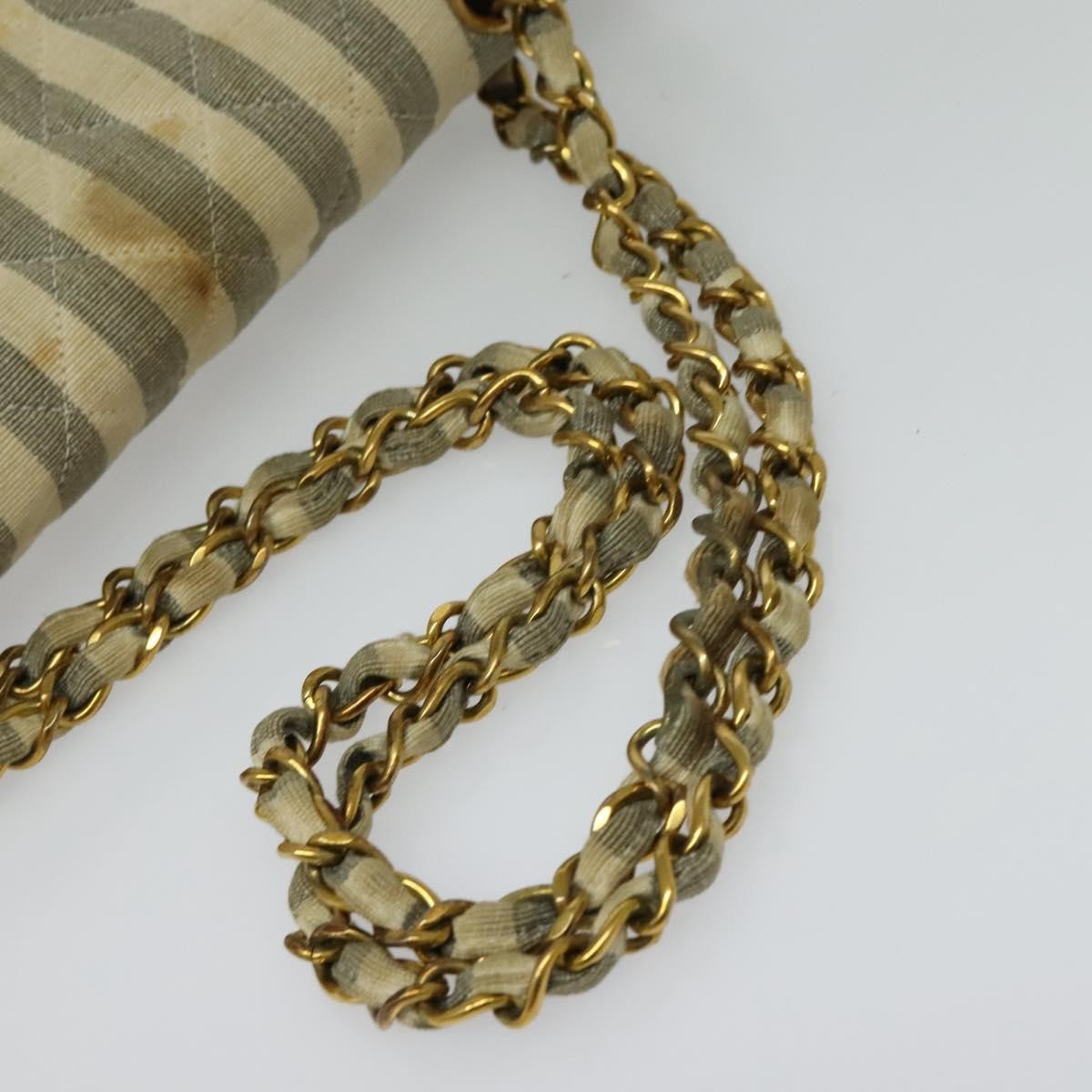 Chanel Vintage Classic Double Flap Bag Quilted Denim, GRAY, CANVAS, Handbag