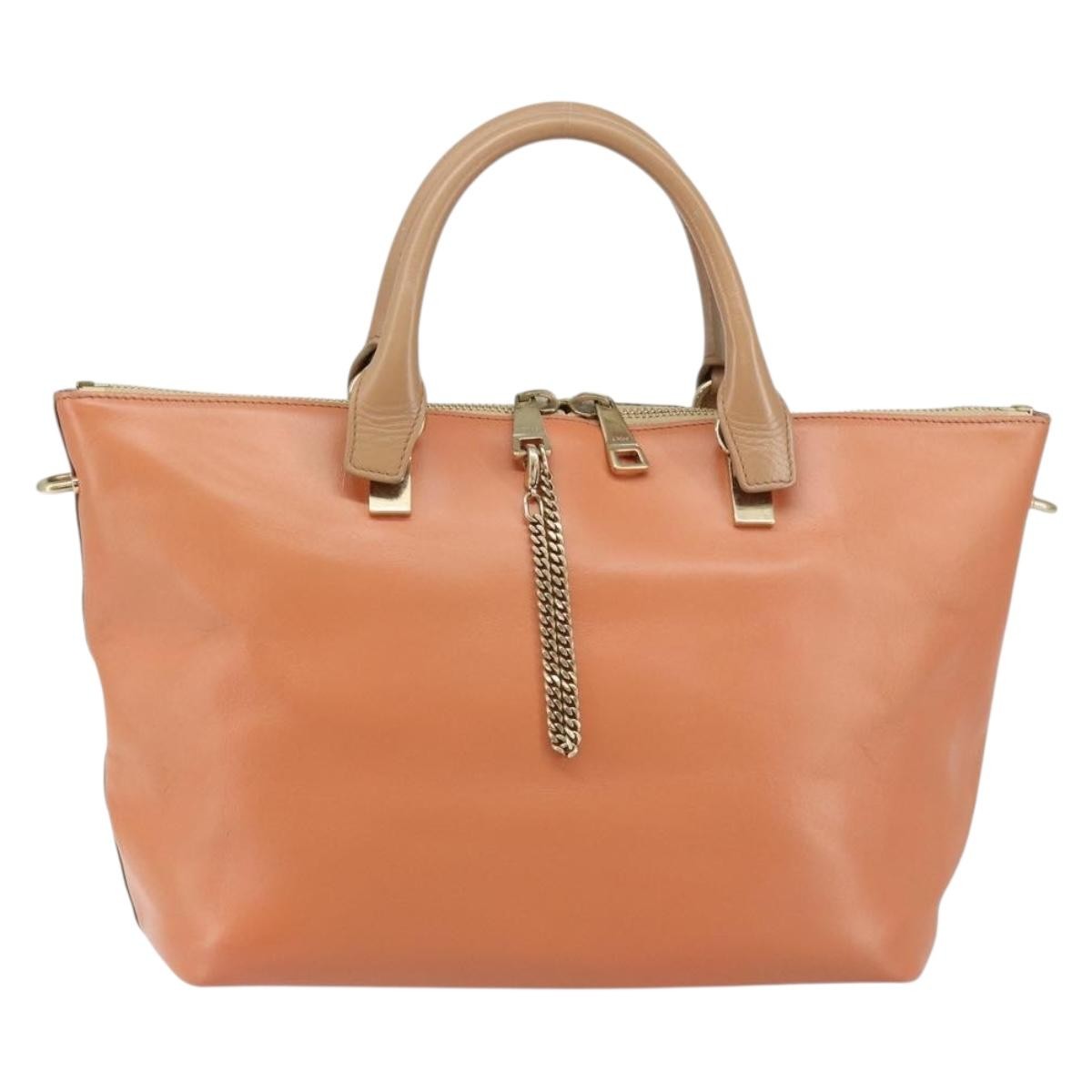 Chloe Bicolor Baylee Satchel Leather, ORANGE, LEATHER, Handbag