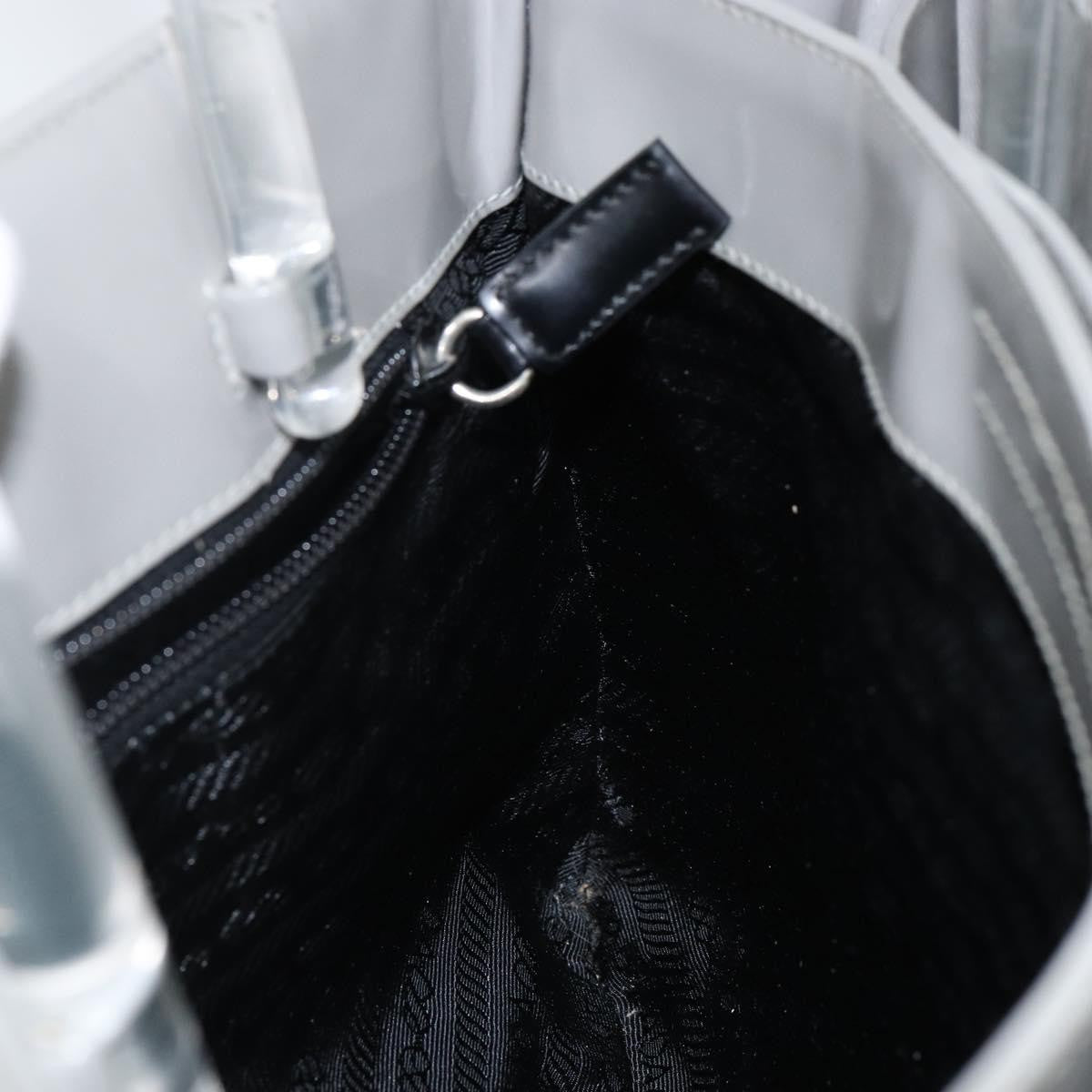 Prada Resin Handle Tote Patent Leather, GRAY, PATENT_LEATHER, Handbag