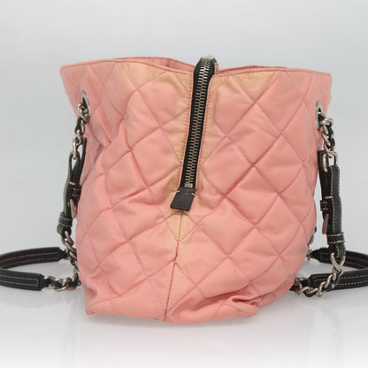 Prada Chain Zip Tote Quilted Tessuto, PINK, NYLON, Tote bag