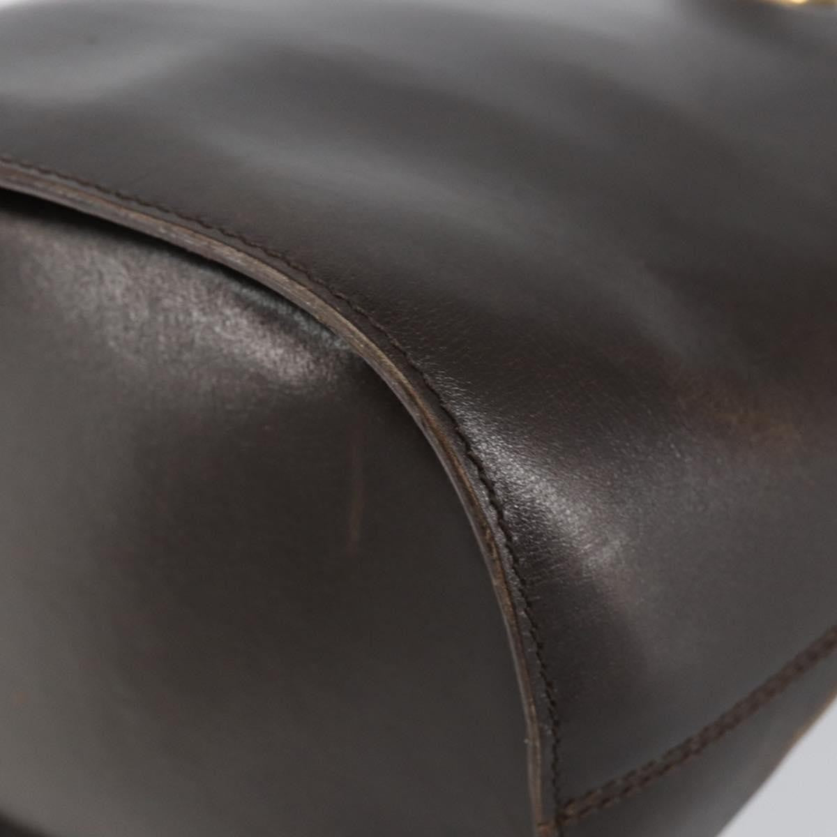 Celine Circle logo Leather, BROWN, LEATHER, Shoulder bag