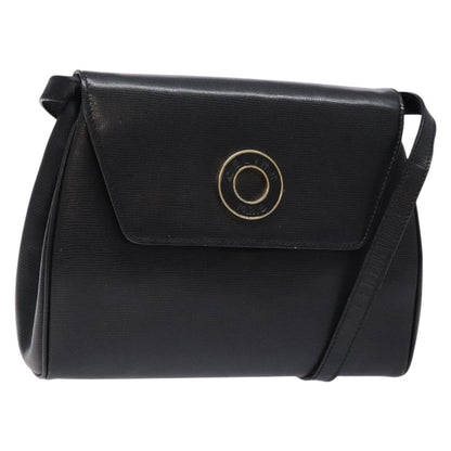 Celine Vintage Circle Logo Crossbody Bag Leather, BLACK, LEATHER, Crossbody bag