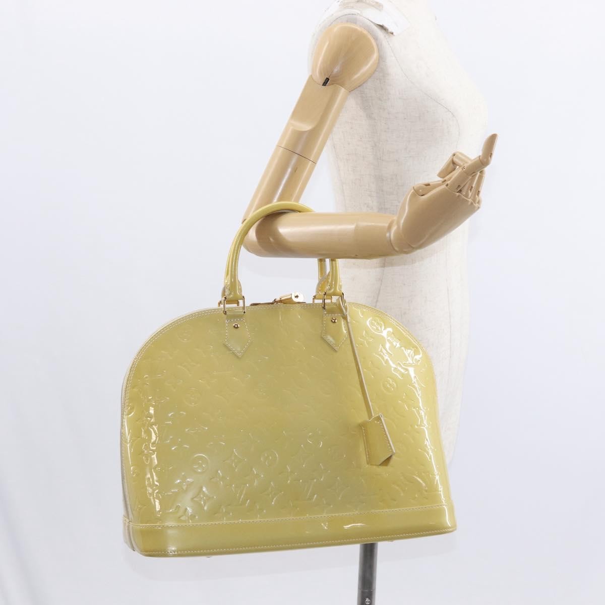 Louis Vuitton Alma Handbag Monogram Vernis, YELLOW, PATENT_LEATHER, Handbag