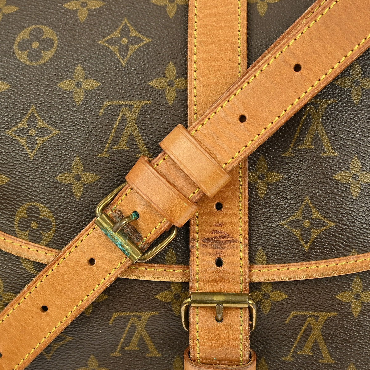 Louis Vuitton Saumur Handbag Monogram Canvas, BROWN, CANVAS, Shoulder bag