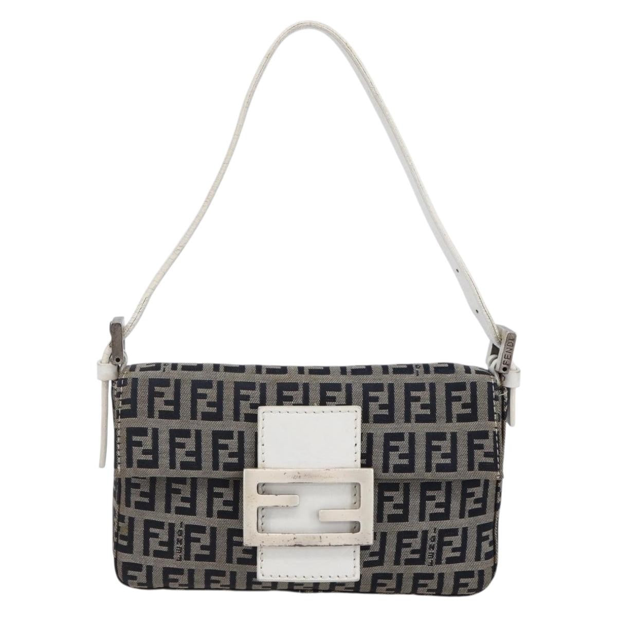 Fendi Baguette Bag Zucchino Canvas, NAVY, CANVAS, Clutche & pouche