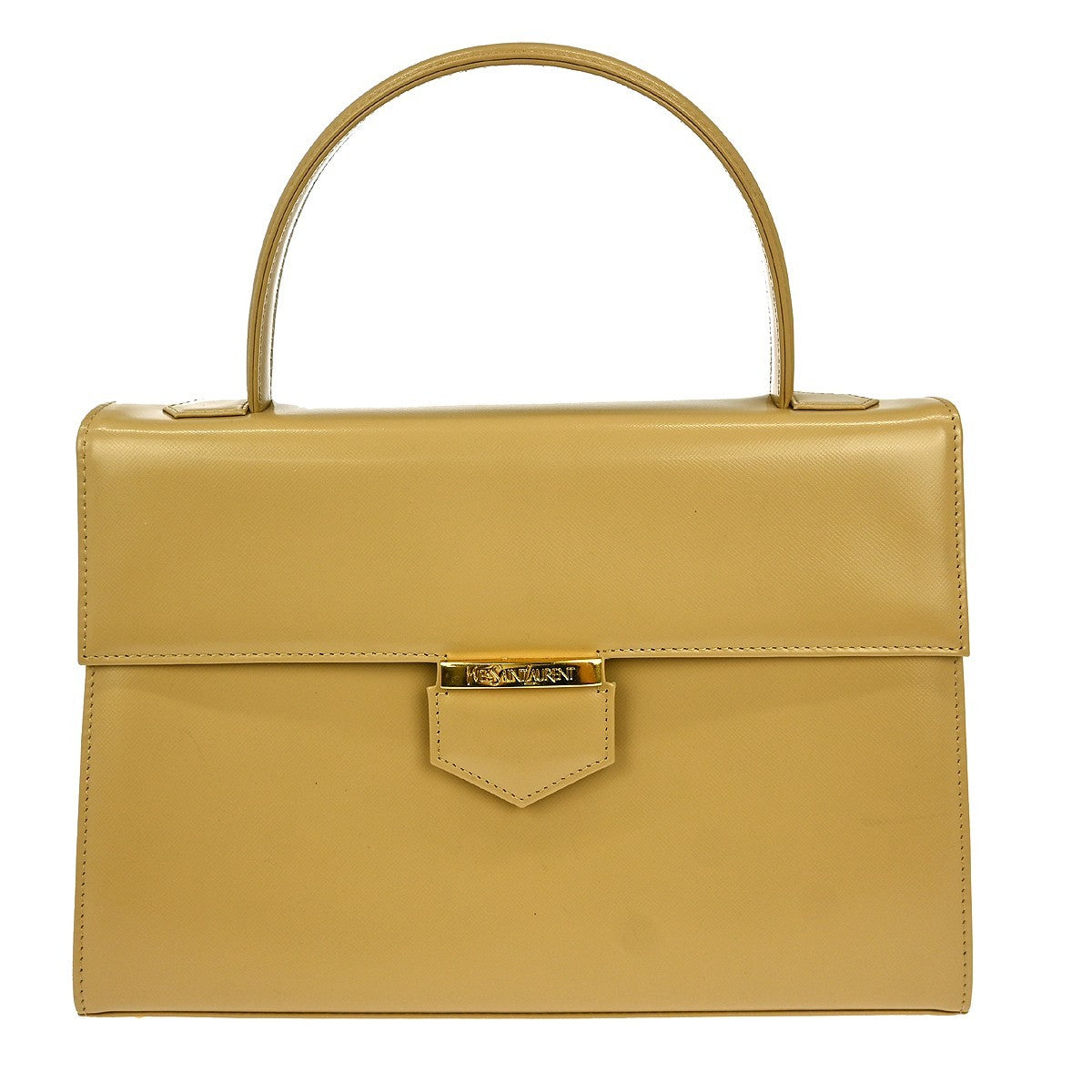 Saint Laurent Vintage Handbag Leather, BEIGE, LEATHER, Handbag