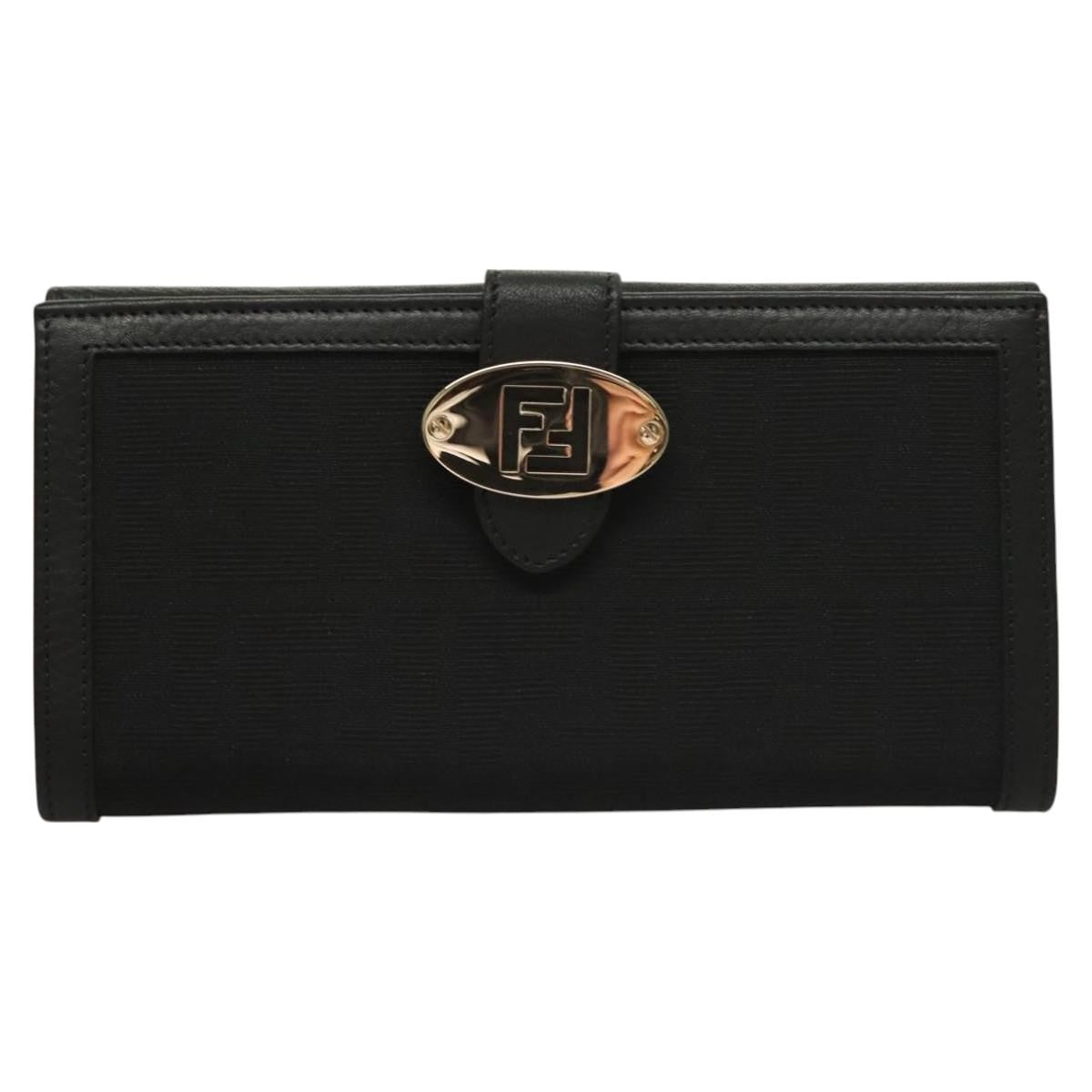 Fendi Vintage FF Flap Wallet Zucca canvas, BLACK, CANVAS, Wallets