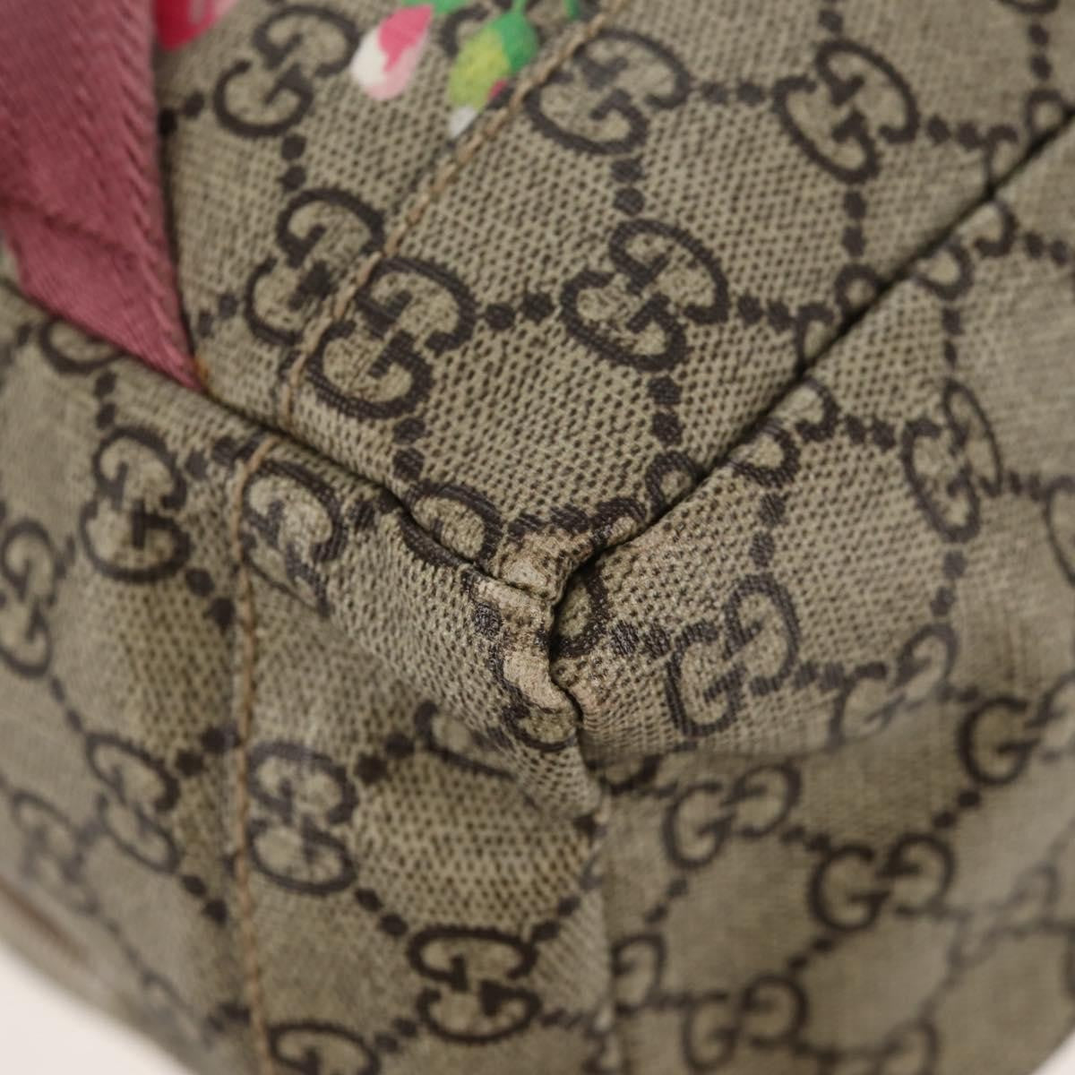 Gucci Buckle Backpack Blooms Print GG Coated Canvas, BEIGE, CANVAS, Backpack