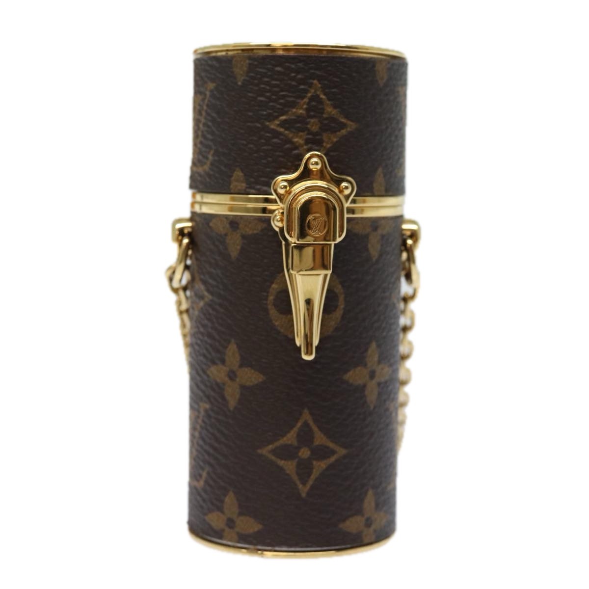 Louis Vuitton Lipstick Case on Chain Monogram Canvas, BROWN, CANVAS, Clutche & pouche