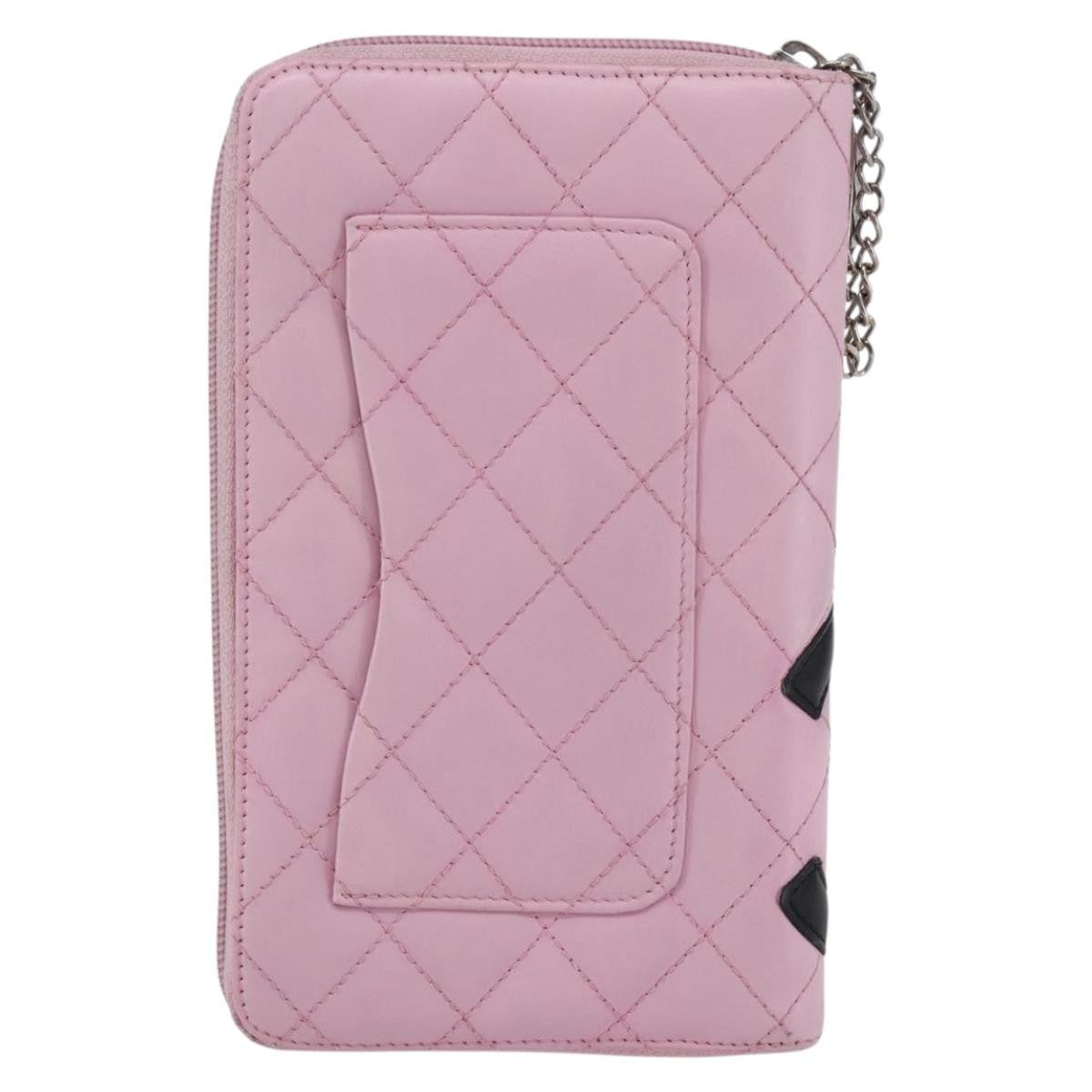 Chanel Cambon Zip Around Wallet Quilted Lambskin, PINK, LEATHER, Wallets