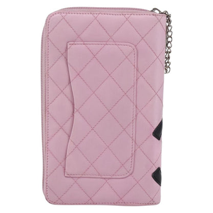 Chanel Cambon Zip Around Wallet Quilted Lambskin, PINK, LEATHER, Wallets