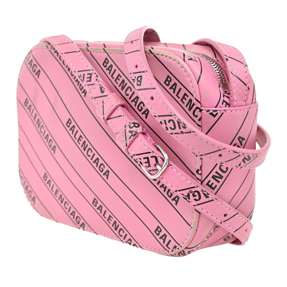 Balenciaga Everyday Camera Bag Monogram Printed Leather, PINK, LEATHER, Shoulder bag
