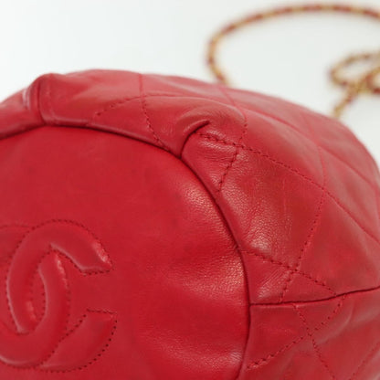 Chanel Drawstring Bucket Bag Lambskin, RED, LEATHER, Crossbody bag