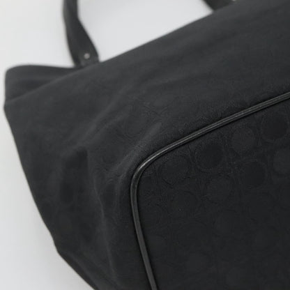 Salvatore Ferragamo Gancini Tote Canvas, BLACK, CANVAS, Tote bag