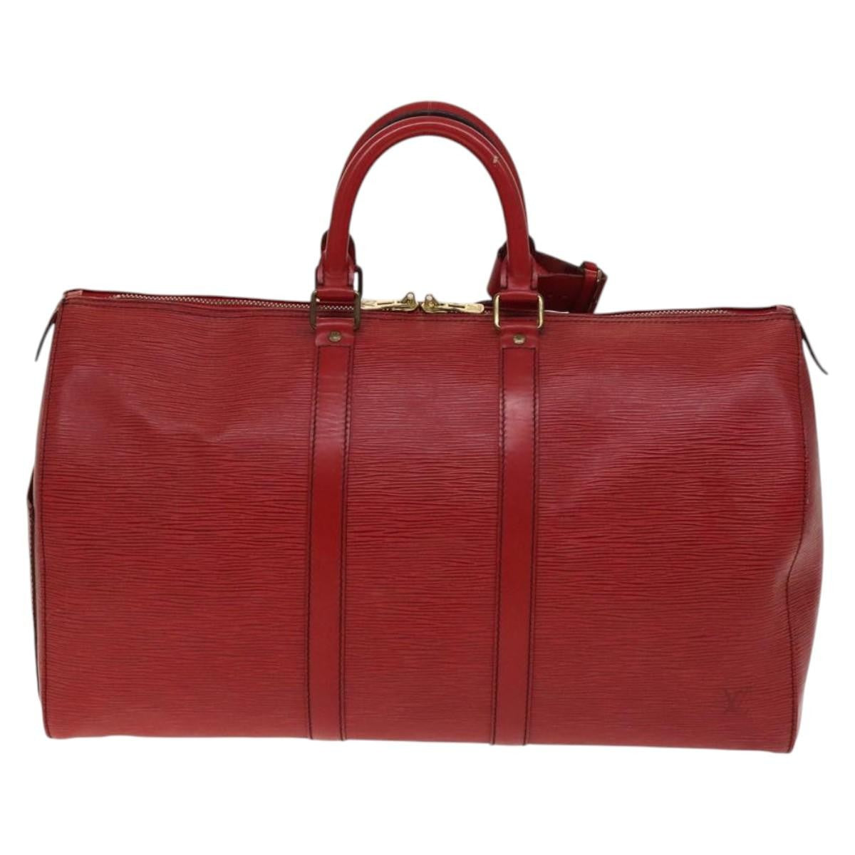 Louis Vuitton Keepall Bag Epi Leather, RED, LEATHER, Travel bag
