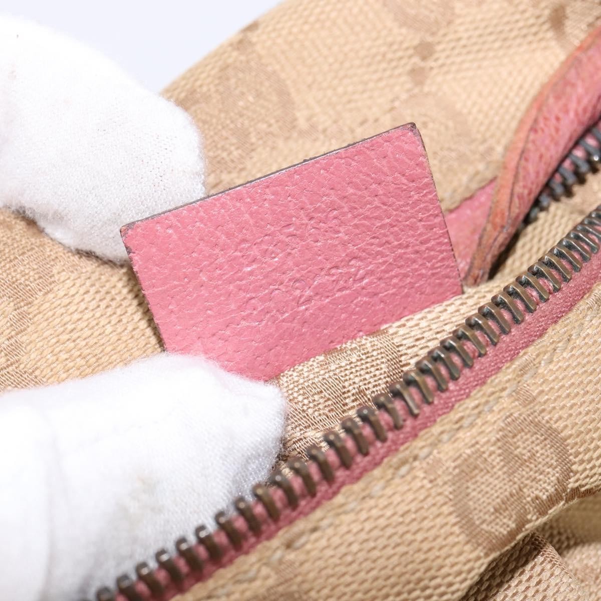 Gucci Vintage Double Belt Bag GG Canvas with Leather, Beige, Canvas, Crossbody Bag
